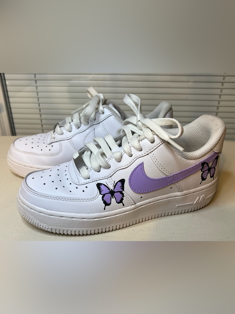 Custom Nike Air Force 1 Purple Butterfly Sneakers girls sz 5